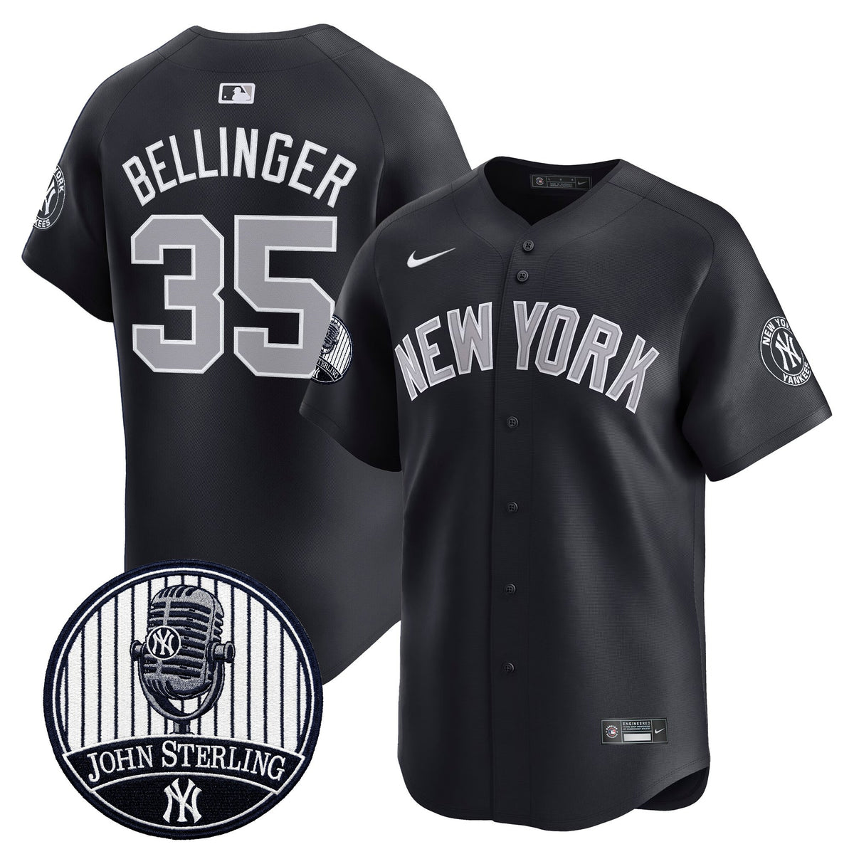 Men's Yankees John Sterling "The Voice of the Yankees" Tribute Patch Vapor Premier Limited Jersey V2 - All Stitched