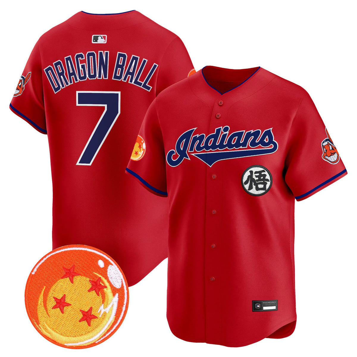 Men's Cleveland Indians x Dragon Ball Vapor Premier Limited Jersey - All Stitched
