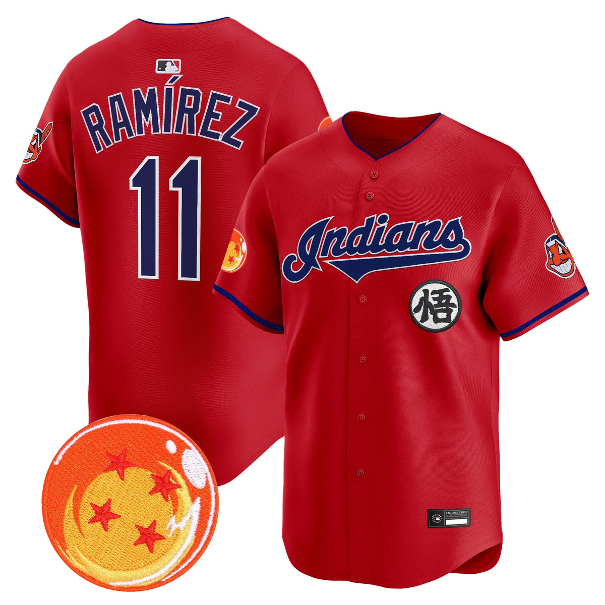 Men's Cleveland Indians x Dragon Ball Vapor Premier Limited Jersey - All Stitched