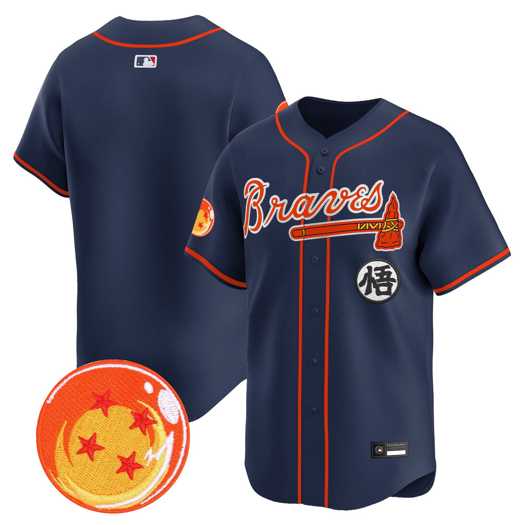 Men's Atlanta Braves x Dragon Ball Vapor Premier Limited Jersey - All Stitched