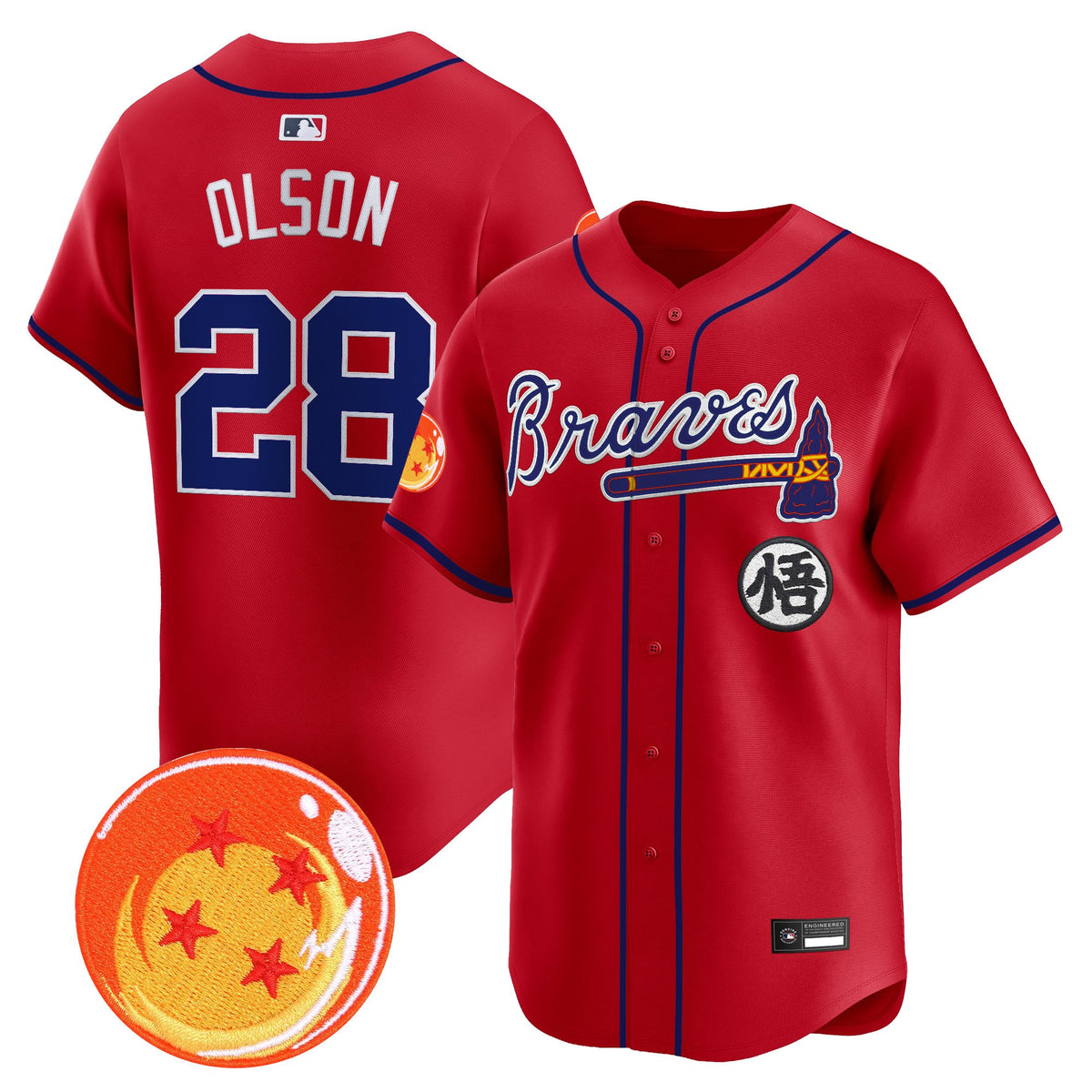 Men's Atlanta Braves x Dragon Ball Vapor Premier Limited Jersey - All Stitched