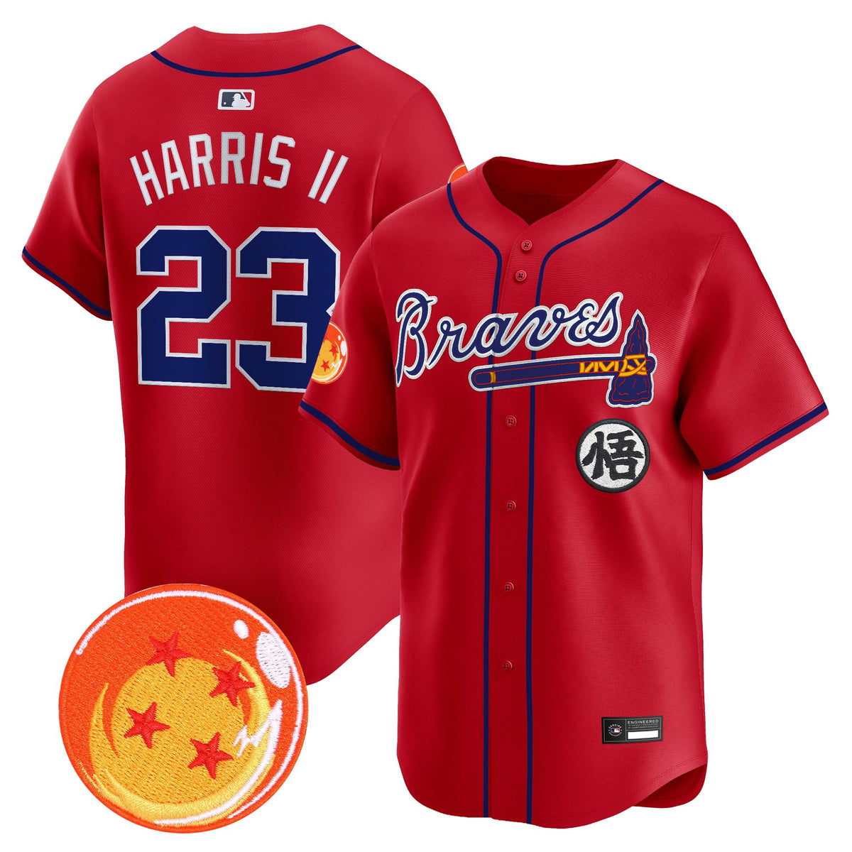 Men's Atlanta Braves x Dragon Ball Vapor Premier Limited Jersey - All Stitched