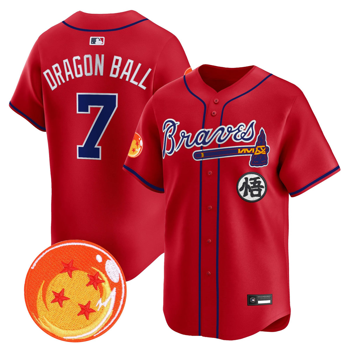 Men's Atlanta Braves x Dragon Ball Vapor Premier Limited Jersey - All Stitched