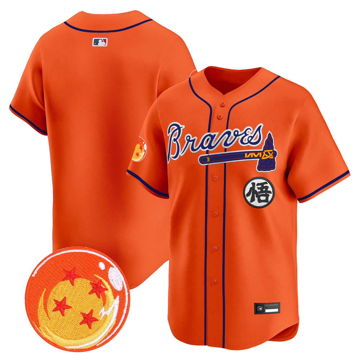 Men's Atlanta Braves x Dragon Ball Vapor Premier Limited Jersey - All Stitched