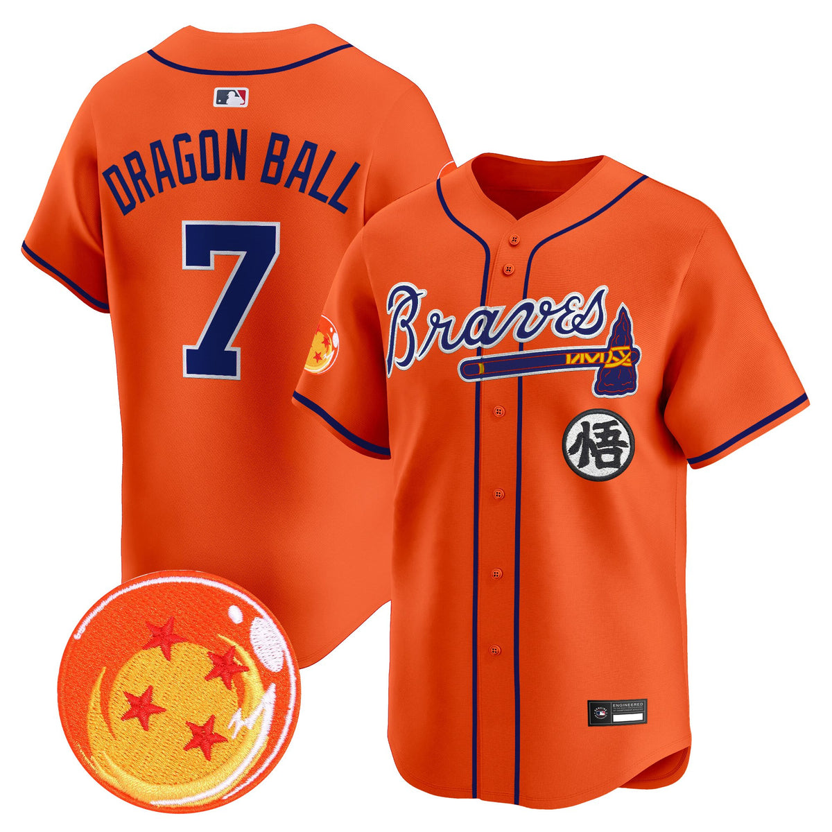 Men's Atlanta Braves x Dragon Ball Vapor Premier Limited Jersey - All Stitched