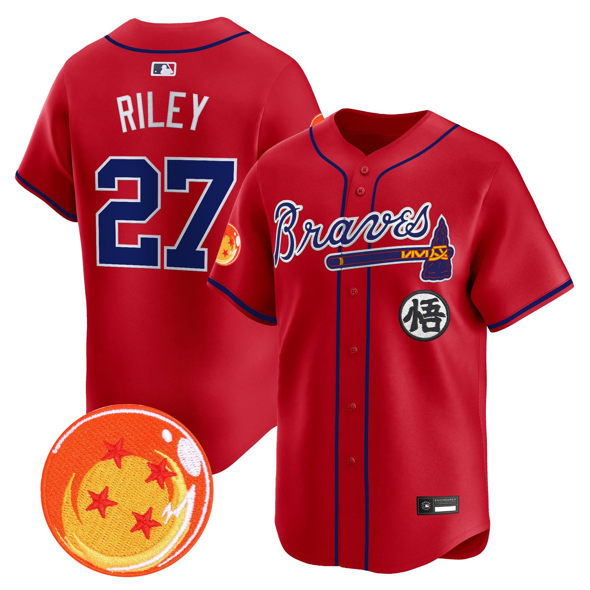 Men's Atlanta Braves x Dragon Ball Vapor Premier Limited Jersey - All Stitched