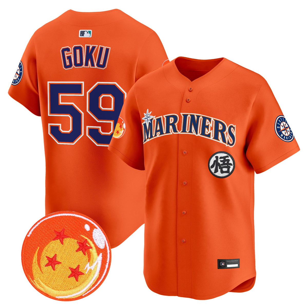 Men's Seattle Mariners x Dragon Ball Vapor Premier Limited Jersey - All Stitched