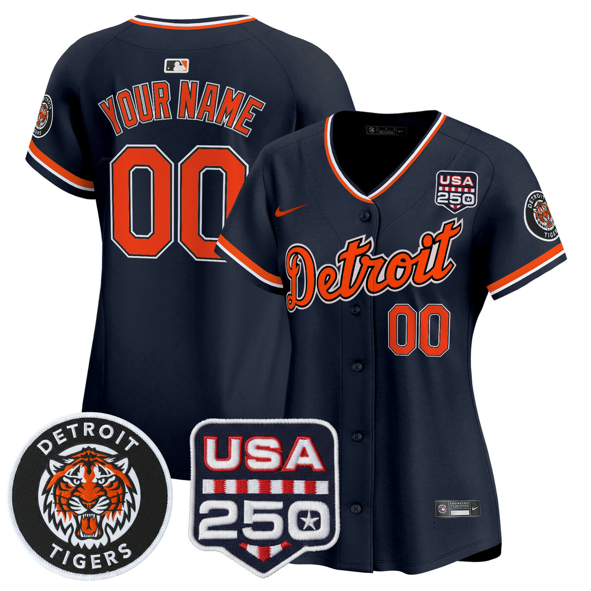Detroit Tigers 2026 Alternate Vapor Premier Limited Custom Jersey - 250America Patch - All Stitched