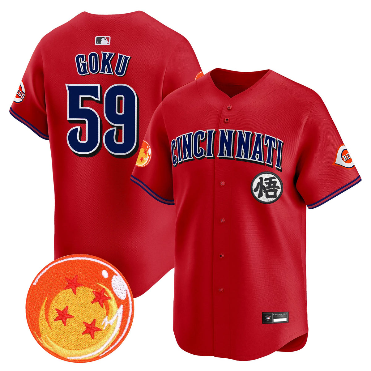 Men's Cincinnati Reds x Dragon Ball Vapor Premier Limited Jersey - All Stitched