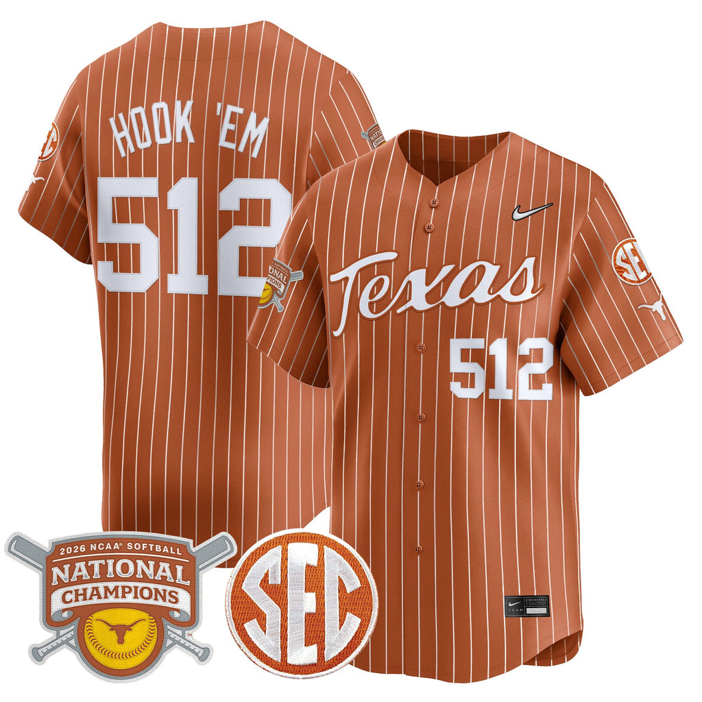 Men's size - Texas Longhorns 2026 Softball National Champions Vapor Premier Limited Jersey - All Stitched