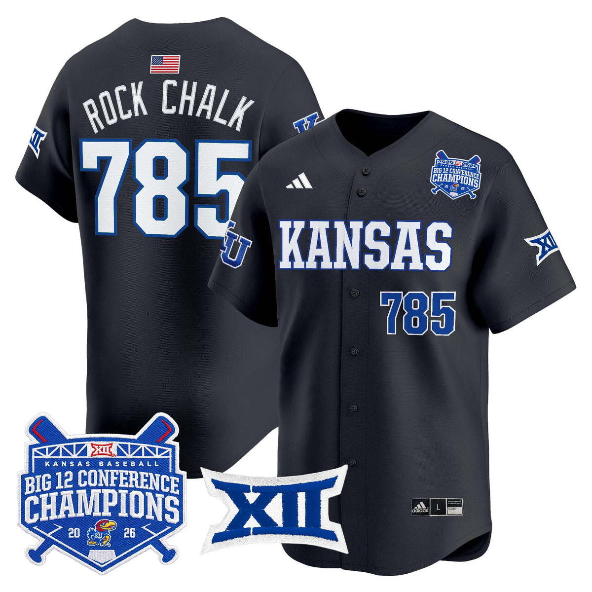 Men's Kansas Jayhawks Baseball Big 12 Conference Champions 2026 Vapor Premier Limited Jersey - All Stitched