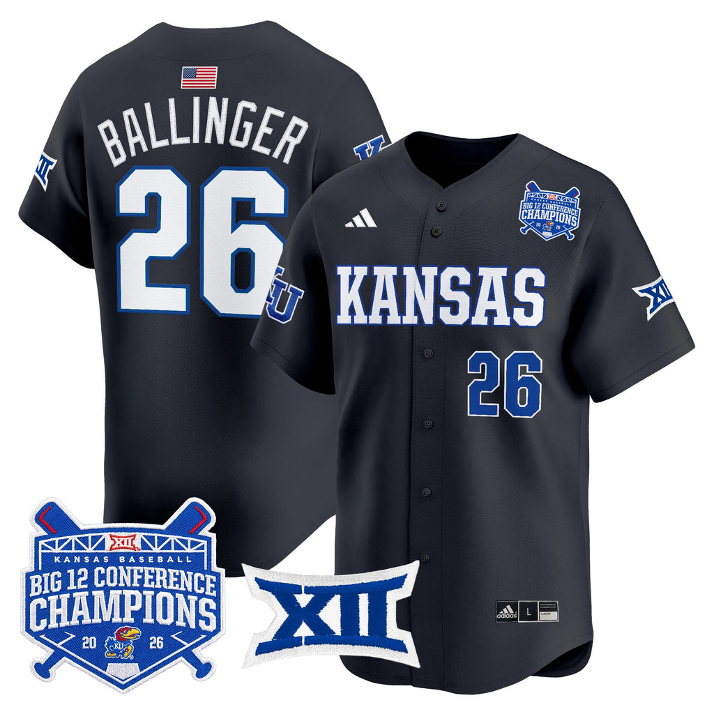 Men's Kansas Jayhawks Baseball Big 12 Conference Champions 2026 Vapor Premier Limited Jersey - All Stitched