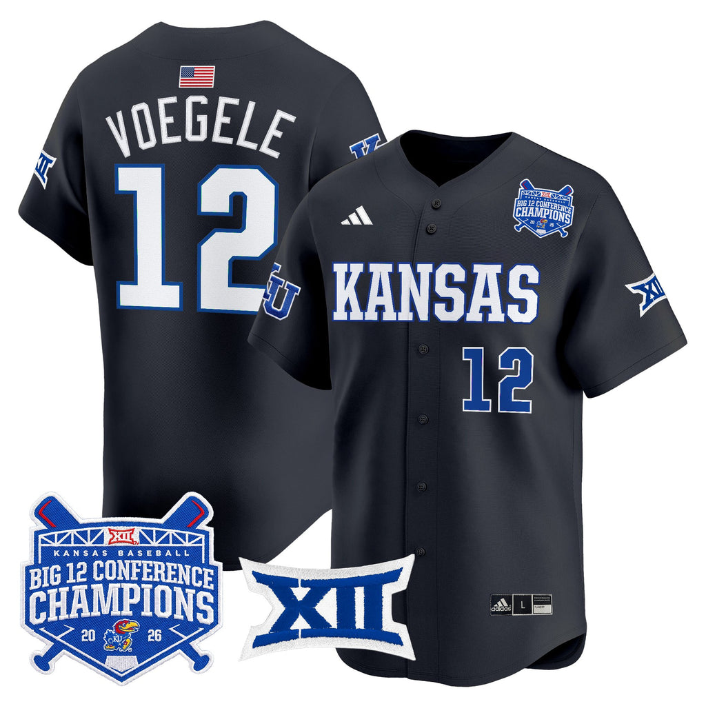 Men's Kansas Jayhawks Baseball Big 12 Conference Champions 2026 Vapor Premier Limited Jersey - All Stitched