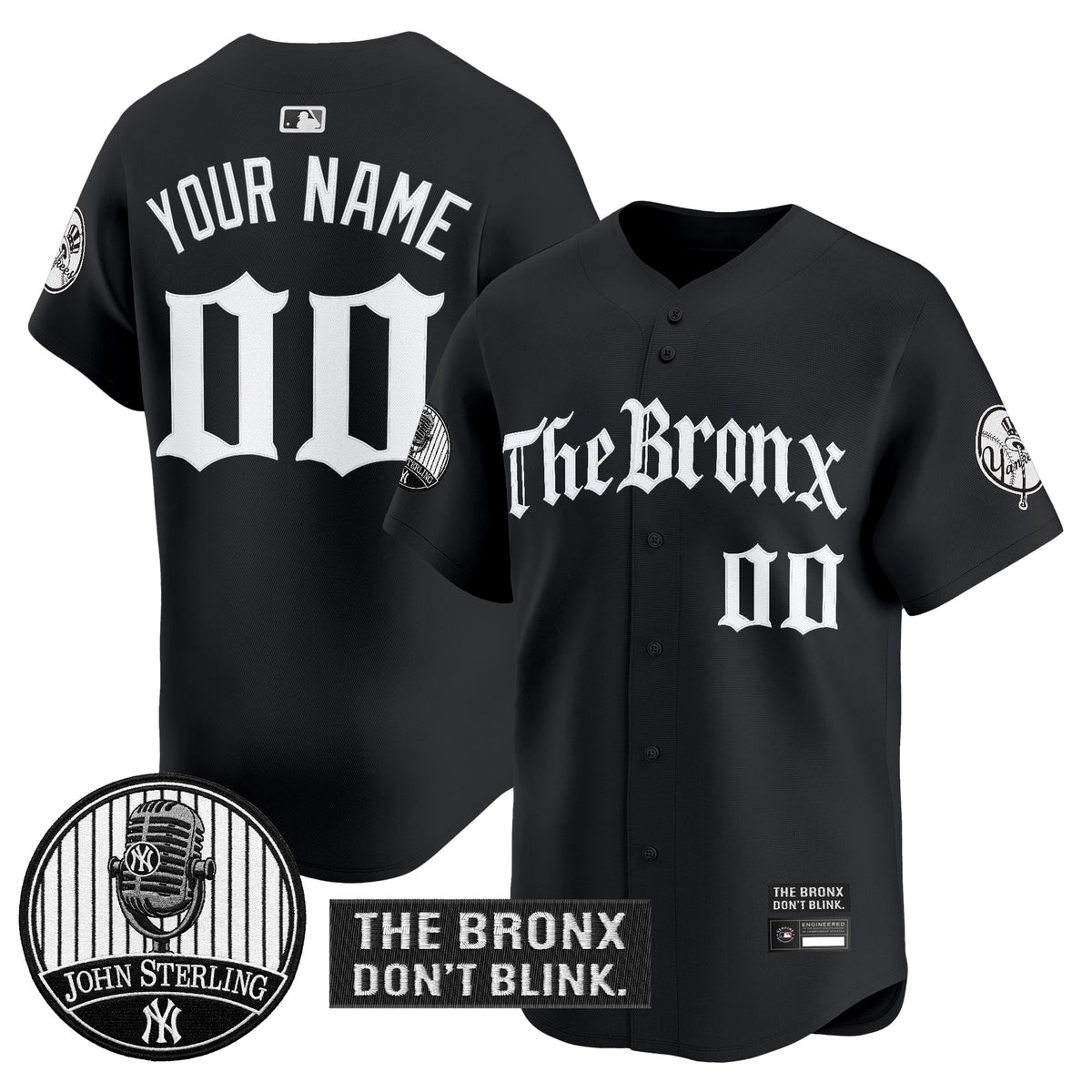 Yankees "The Bronx Gothic" Vapor Premier Limited Custom Jersey - John Sterling Patch - All Stitched