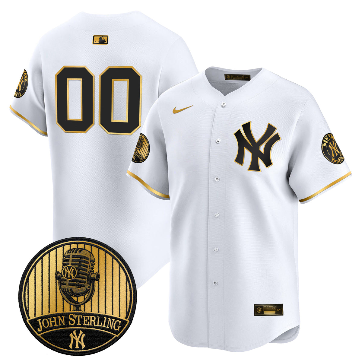 Yankees John Sterling "The Voice of the Yankees" Tribute Patch Vapor Premier Limited Custom Jersey V3 - All Stitched