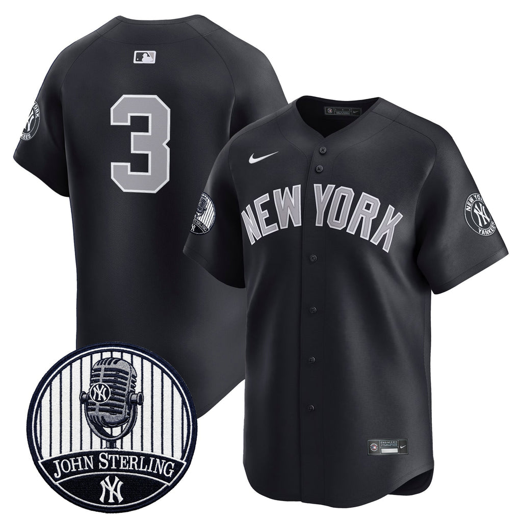 Men's Yankees John Sterling "The Voice of the Yankees" Tribute Patch Vapor Premier Limited Jersey V3 - All Stitched