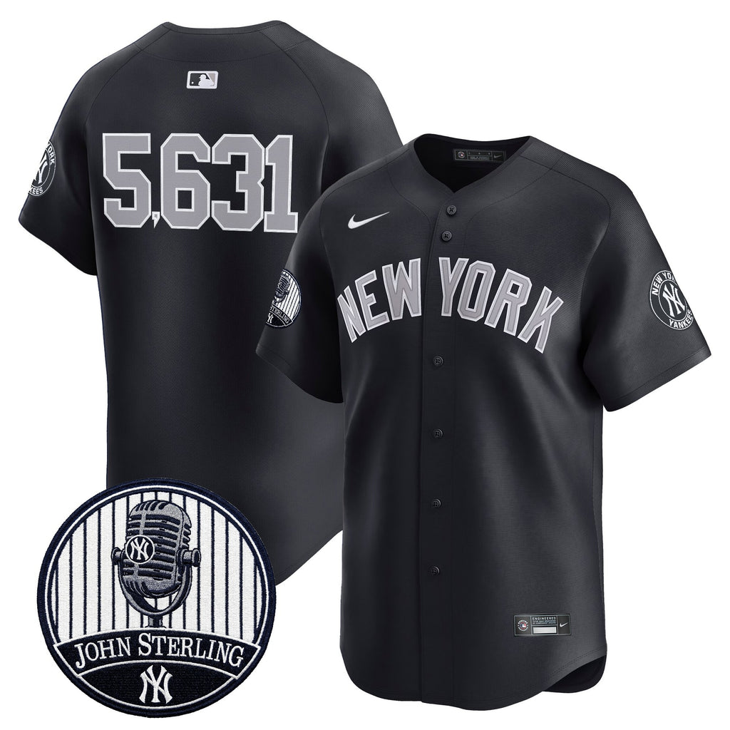 Men's Yankees John Sterling "The Voice of the Yankees" Tribute Patch Vapor Premier Limited Jersey V3 - All Stitched