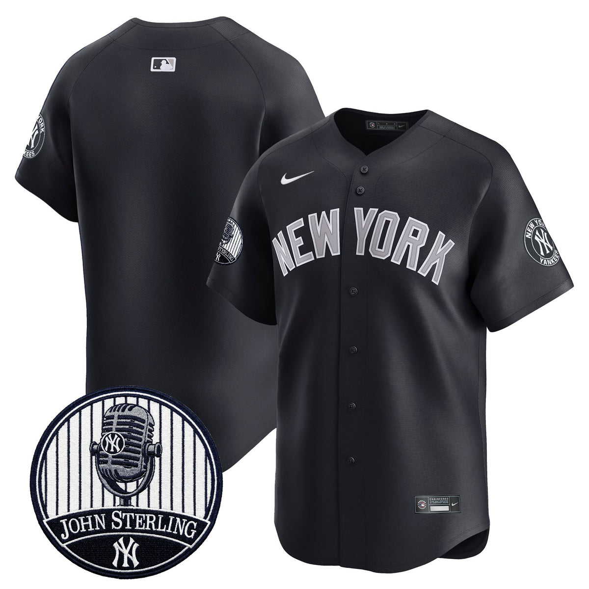 Men's Yankees John Sterling "The Voice of the Yankees" Tribute Patch Vapor Premier Limited Jersey V3 - All Stitched