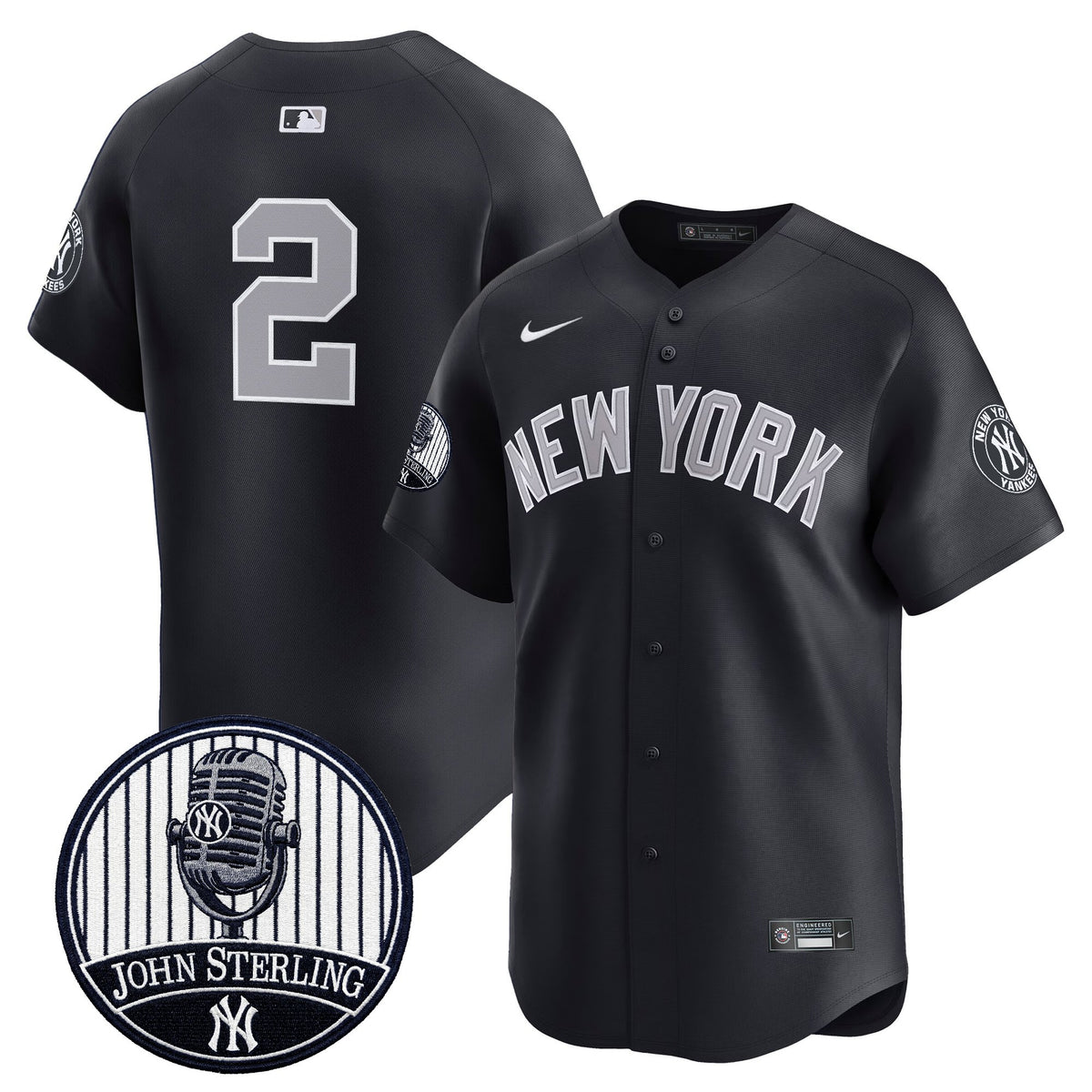 Men's Yankees John Sterling "The Voice of the Yankees" Tribute Patch Vapor Premier Limited Jersey V3 - All Stitched