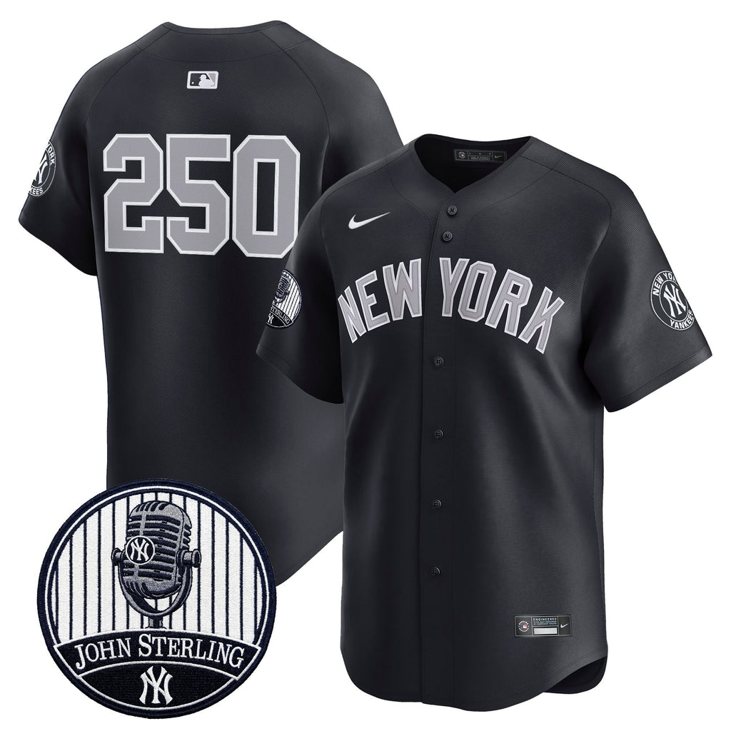 Men's Yankees John Sterling "The Voice of the Yankees" Tribute Patch Vapor Premier Limited Jersey V3 - All Stitched
