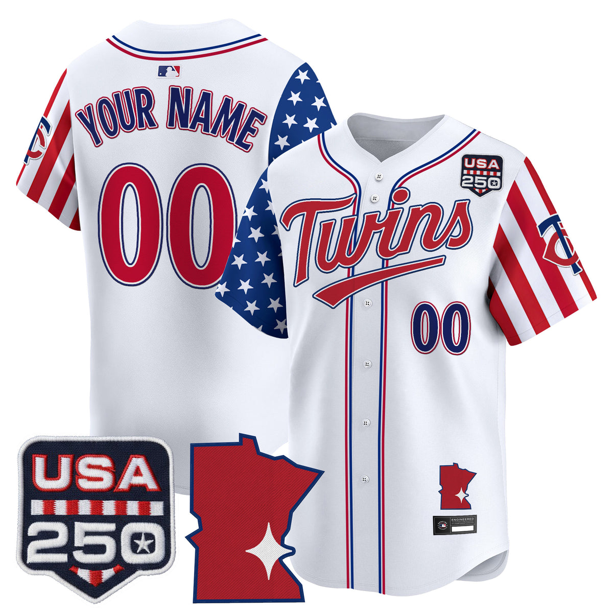 Minnesota Twins "America 250 Edition" Vapor Premier Limited Custom Jersey - All Stitched