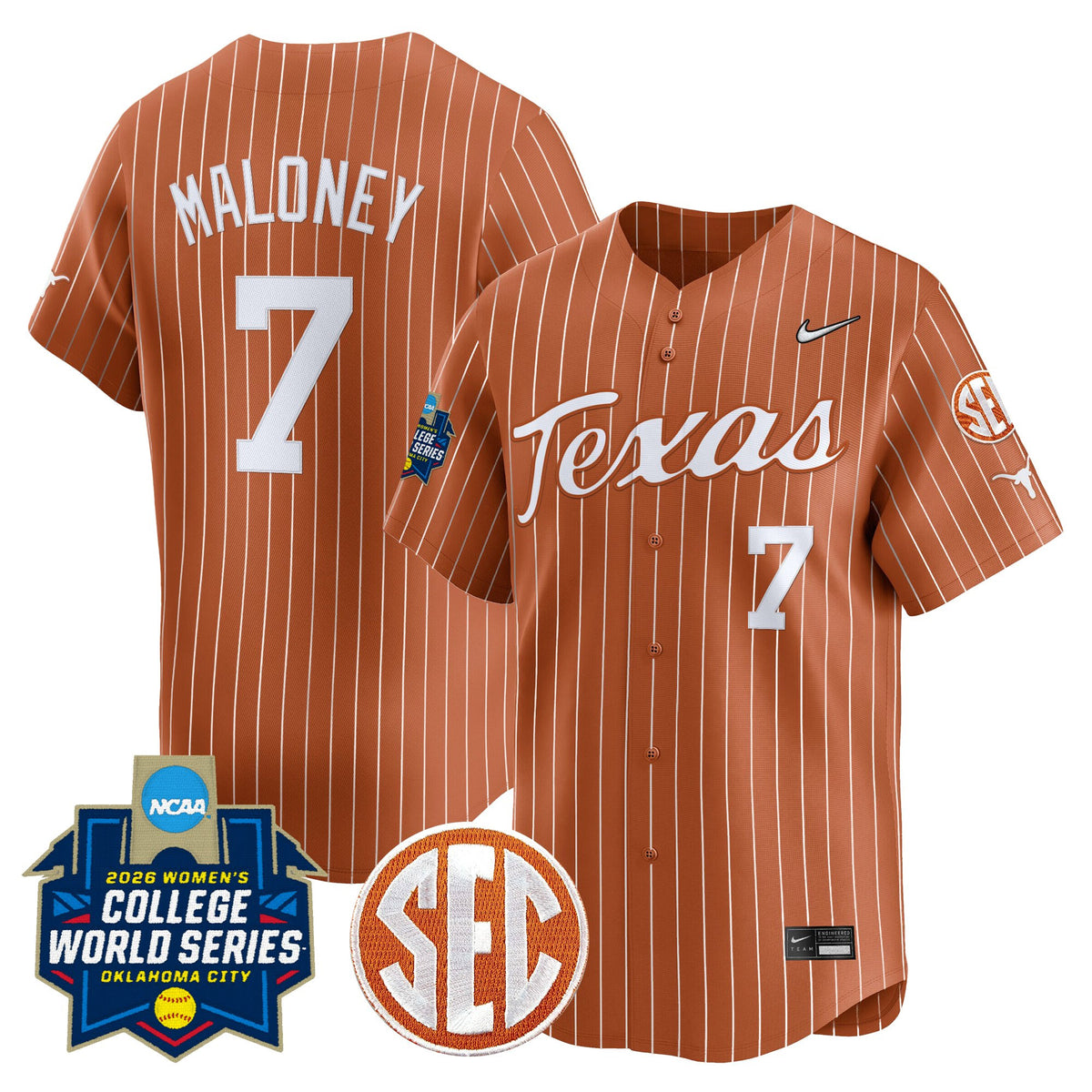 Men's size - Texas Longhorns Softball 2026 World Series (WCWS) Vapor Premier Limited Jersey - All Stitched