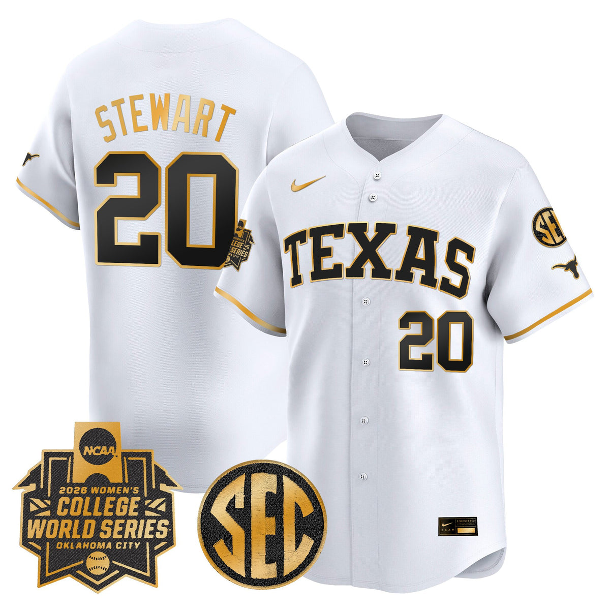 Men's size - Texas Longhorns Softball 2026 World Series (WCWS) Vapor Premier Limited Jersey - All Stitched