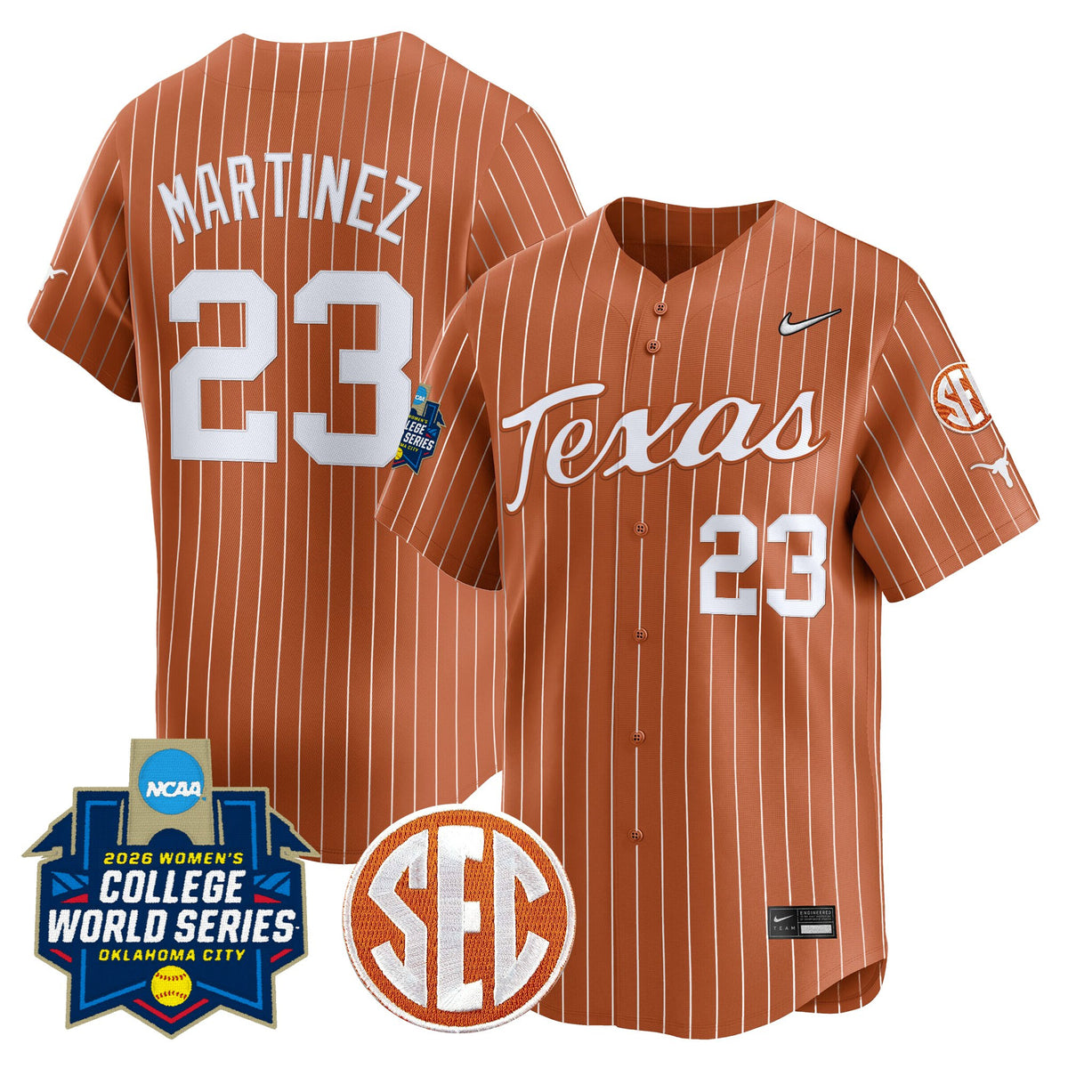 Men's size - Texas Longhorns Softball 2026 World Series (WCWS) Vapor Premier Limited Jersey - All Stitched