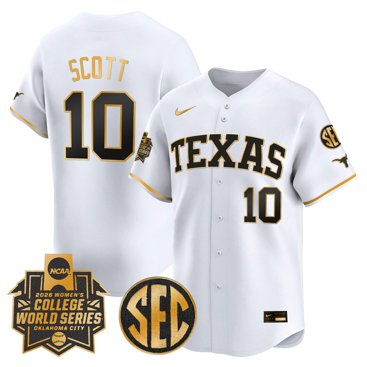Men's size - Texas Longhorns Softball 2026 World Series (WCWS) Vapor Premier Limited Jersey - All Stitched