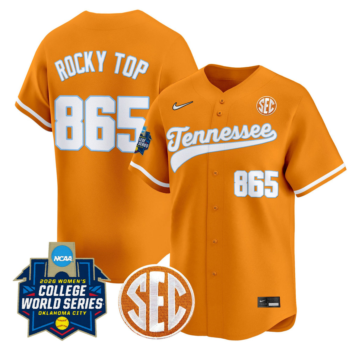 Men's Size - Tennessee Volunteers Softball 2026 World Series (WCWS) Vapor Premier Limited Jersey - All Stitched