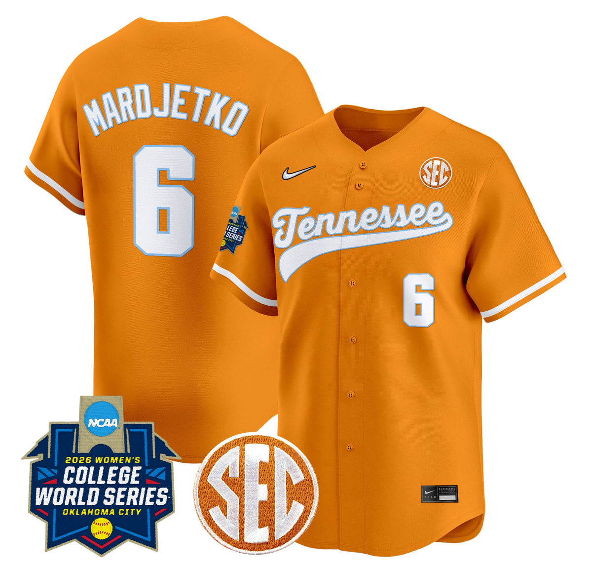 Men's Size - Tennessee Volunteers Softball 2026 World Series (WCWS) Vapor Premier Limited Jersey - All Stitched