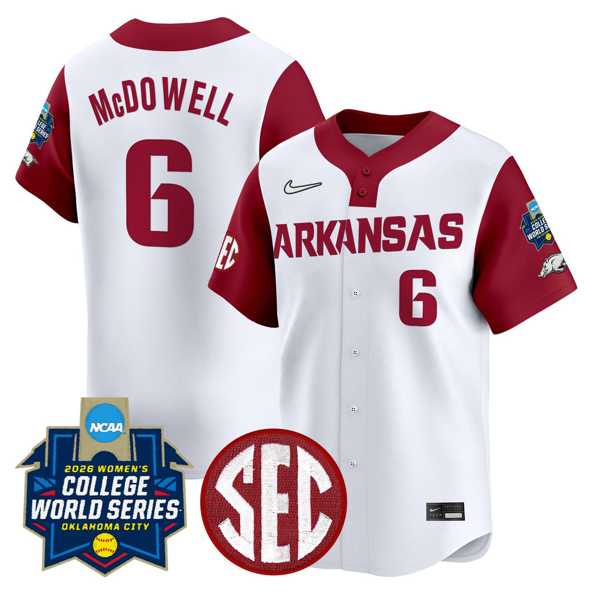 Men's Size - Arkansas Softball 2026 World Series (WCWS) Vapor Premier Limited Jersey - All Stitched