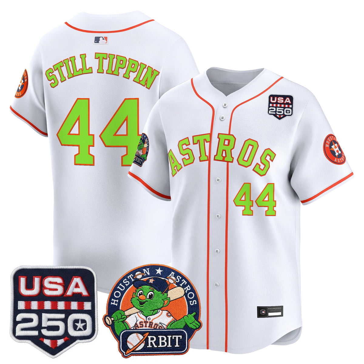 Men's Astros Orbit & 250 America Patch Vapor Premier Limited Jersey - All Stitched