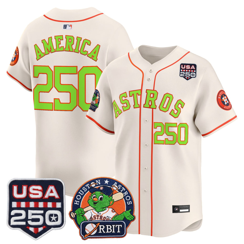 Men's Astros Orbit & 250 America Patch Vapor Premier Limited Jersey - All Stitched