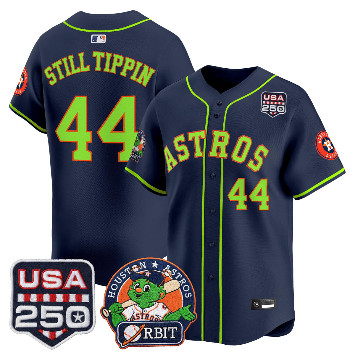 Men's Astros Orbit & 250 America Patch Vapor Premier Limited Jersey - All Stitched