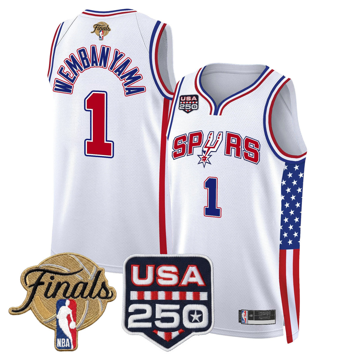 Men's San Antonio Spurs "America 250 Edition" 2026 Finals Patch Swingman Jersey - All Stitched