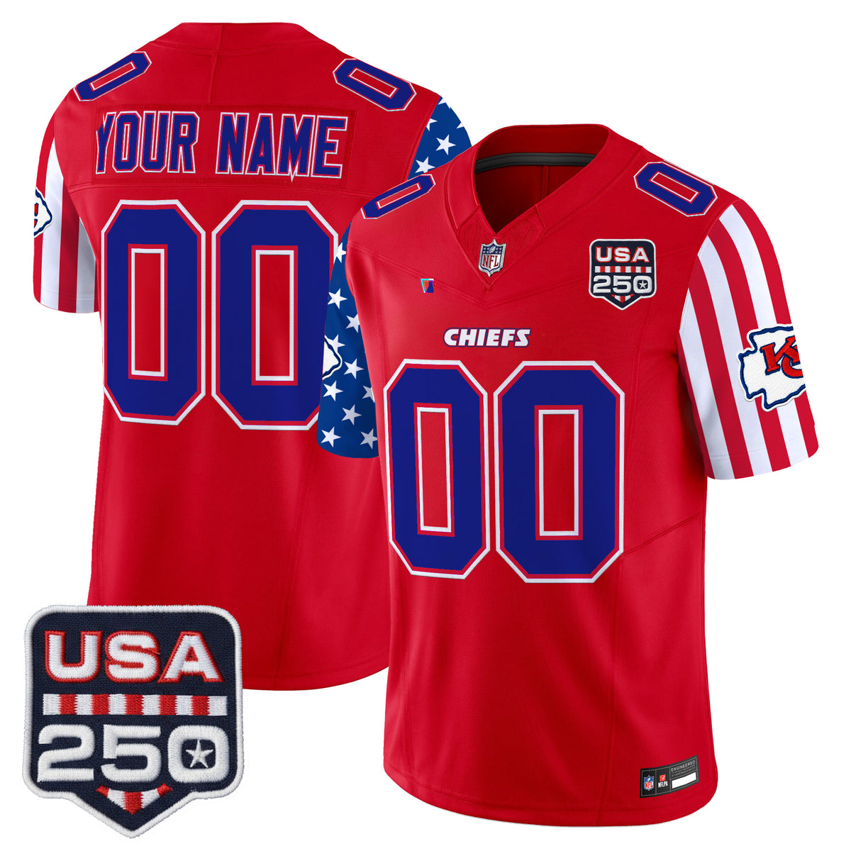 Chiefs "America 250 Edition" Vapor Limited Custom Jersey - All Stitched