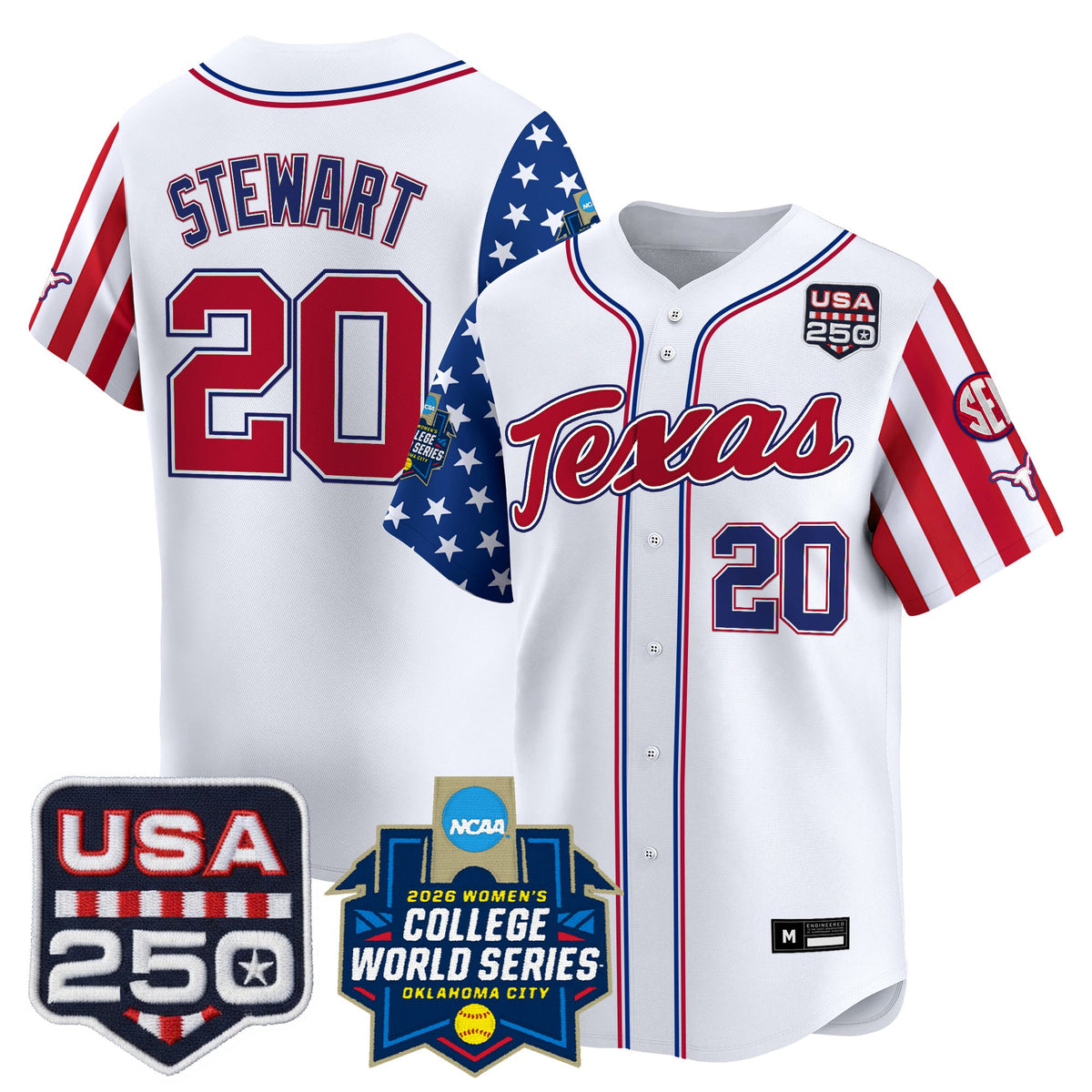 Men's Size -Texas Longhorn "America 250 Edition" Vapor Premier Limited Jersey - 2026 World Series (WCWS) - All Stitched