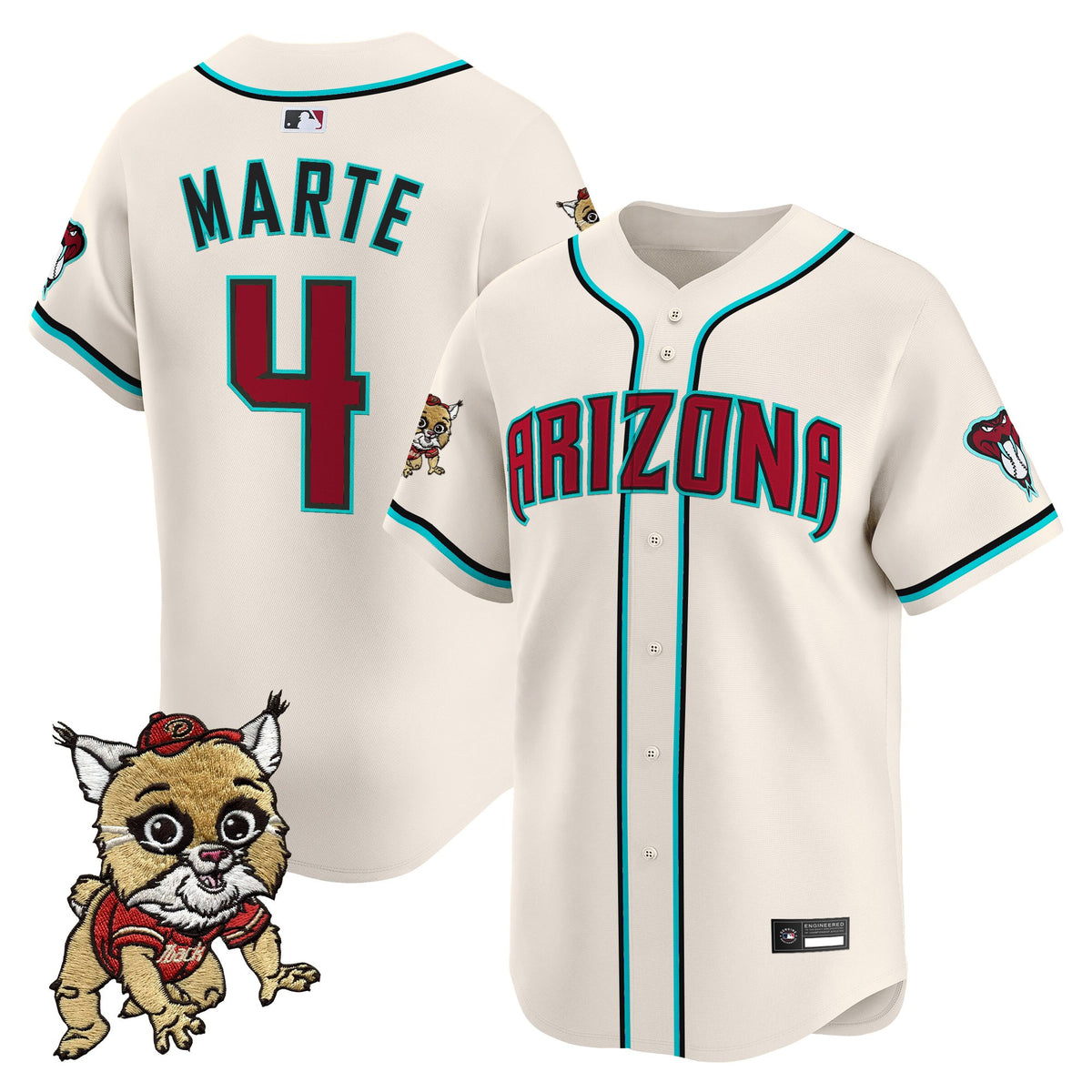Men's Diamondbacks Baxter The Bobcat Patch Vapor Premier Limited Jersey - All Stitched