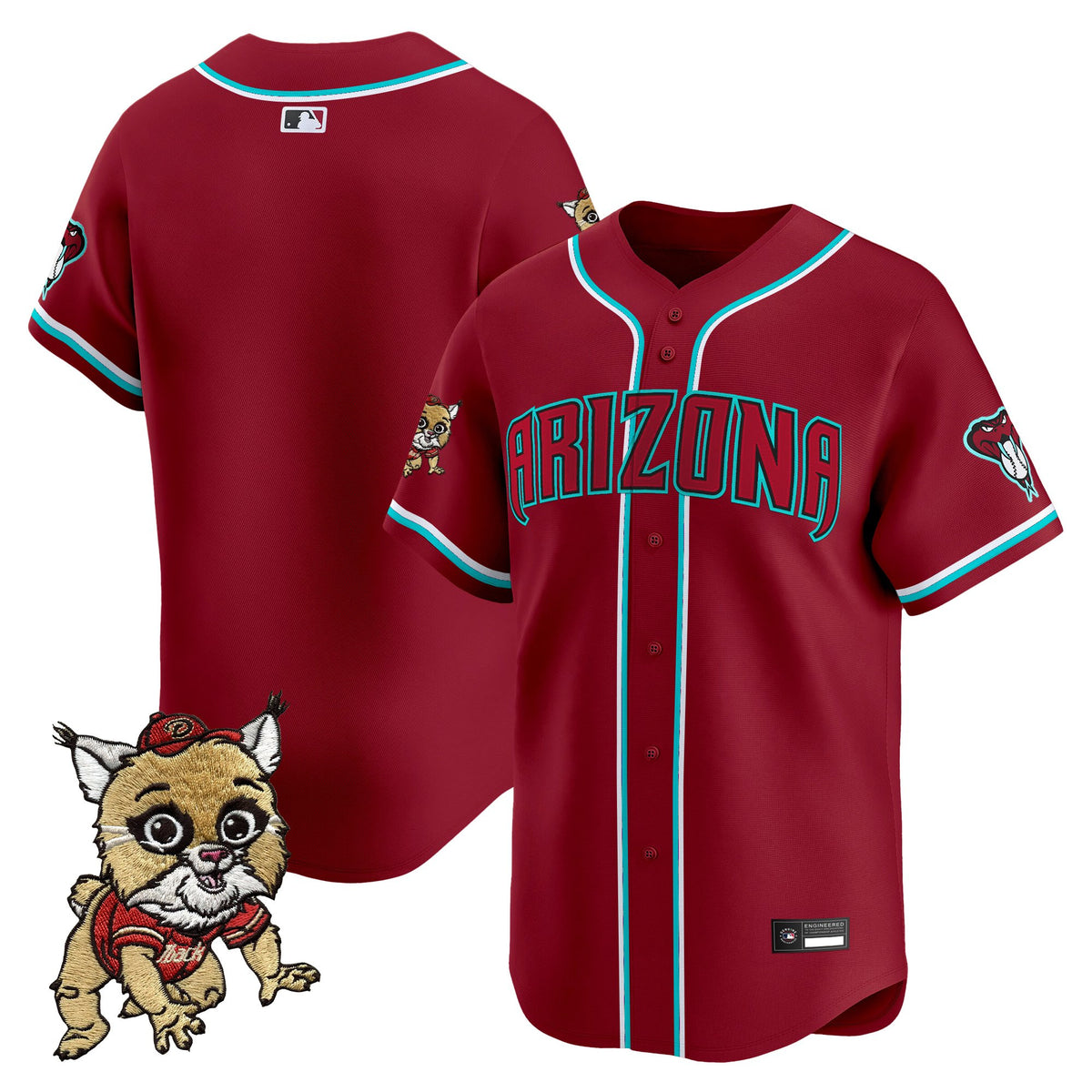 Men's Diamondbacks Baxter The Bobcat Patch Vapor Premier Limited Jersey - All Stitched