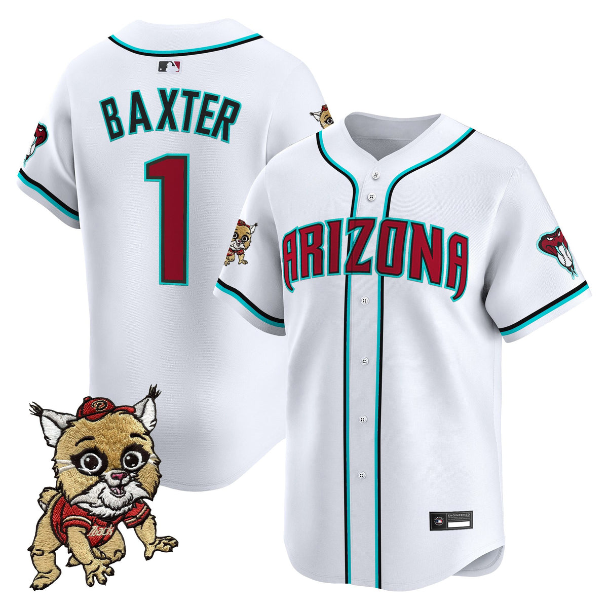 Men's Diamondbacks Baxter The Bobcat Patch Vapor Premier Limited Jersey - All Stitched