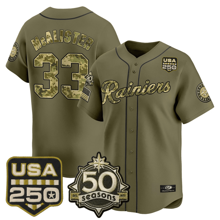 McAlister Tacoma Rainiers Armed Forces 50th Seasons Patch Vapor Premier Limited Jersey – All Stitched