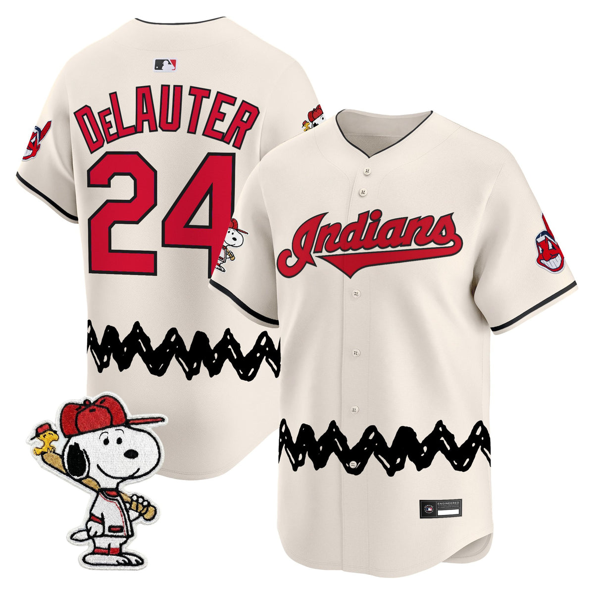 Men's Cleveland Indians x Peanuts Vapor Premier Limited Jersey - Stitched