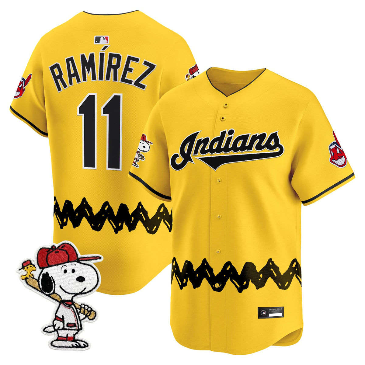 Men's Cleveland Indians x Peanuts Vapor Premier Limited Jersey - Stitched