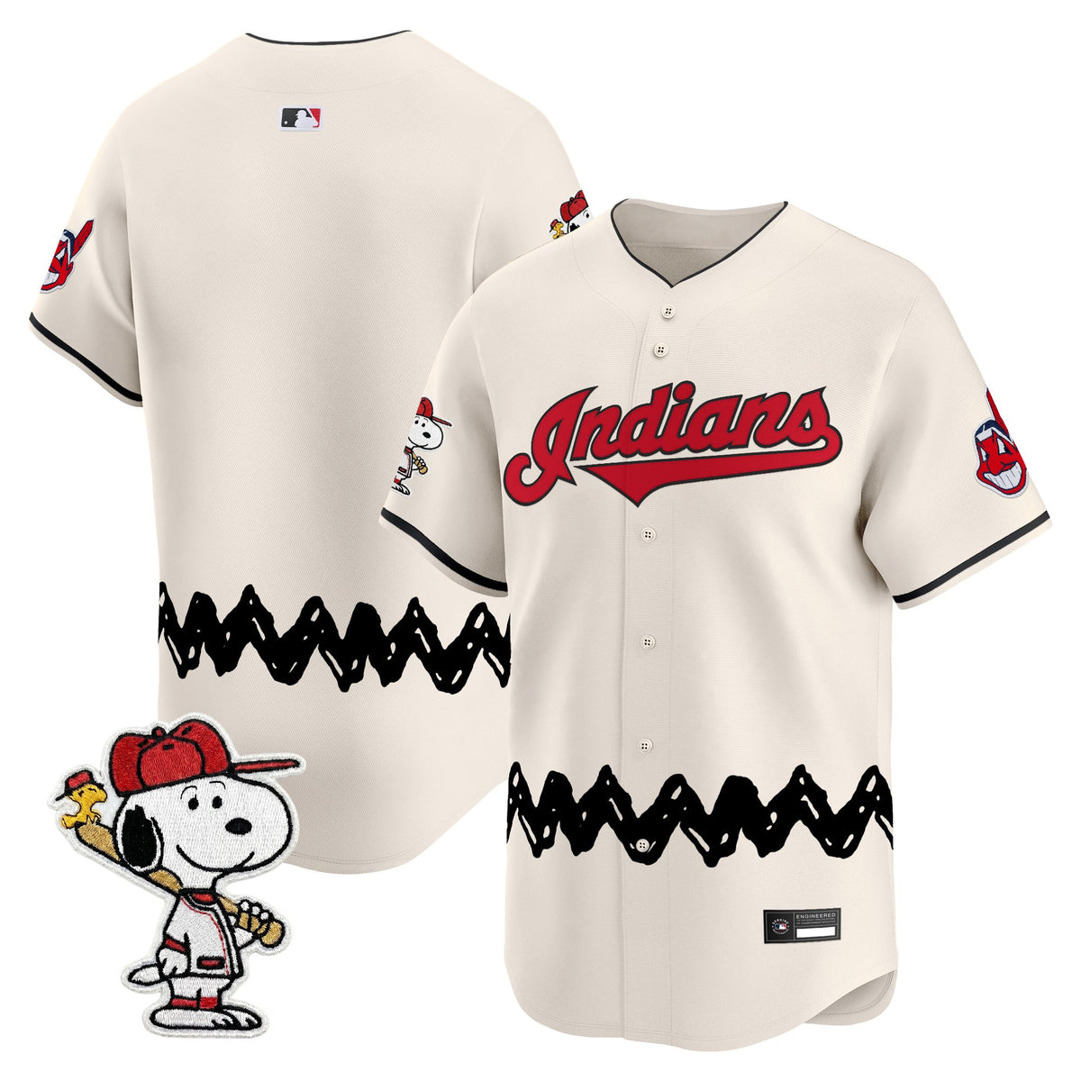 Men's Cleveland Indians x Peanuts Vapor Premier Limited Jersey - Stitched