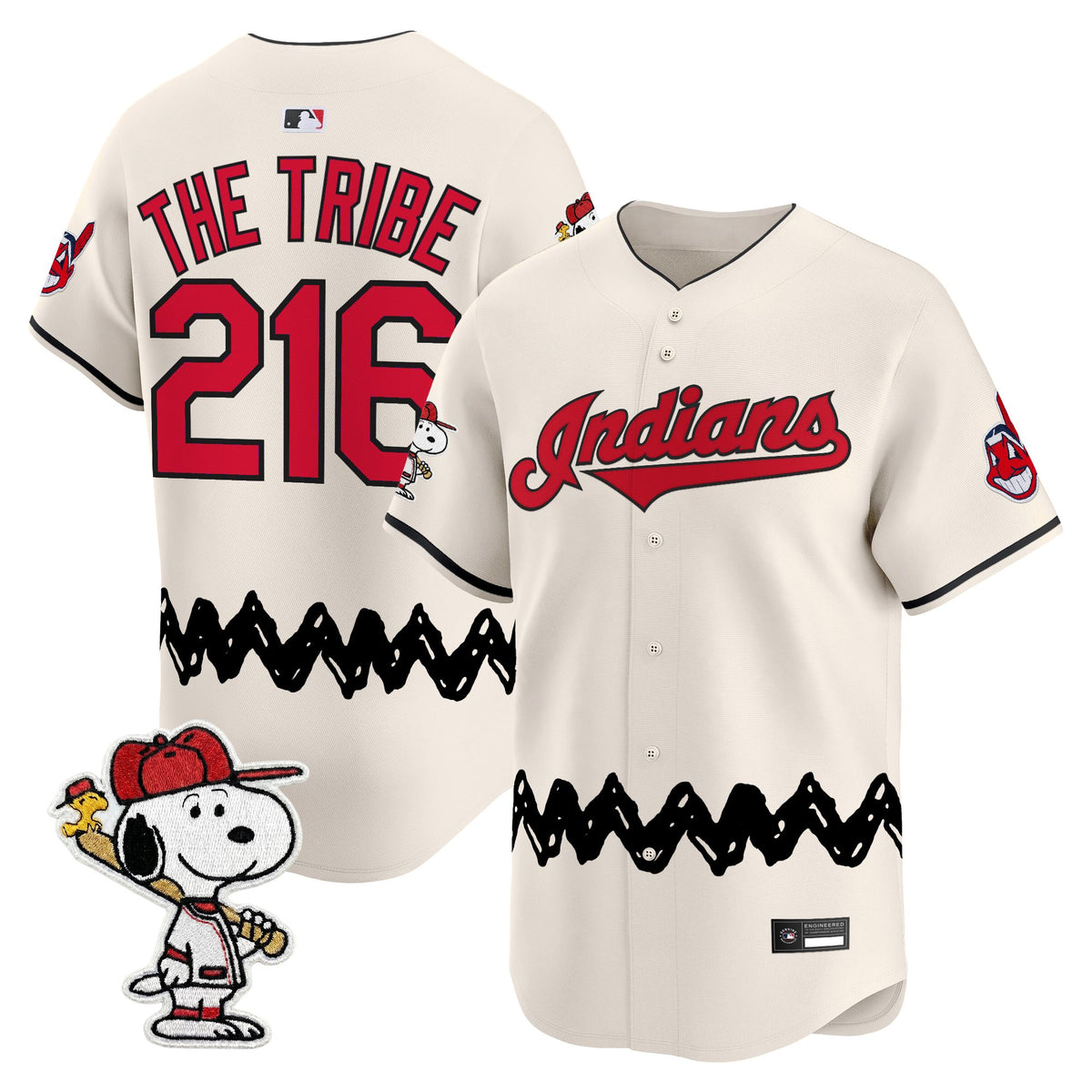 Men's Cleveland Indians x Peanuts Vapor Premier Limited Jersey - Stitched