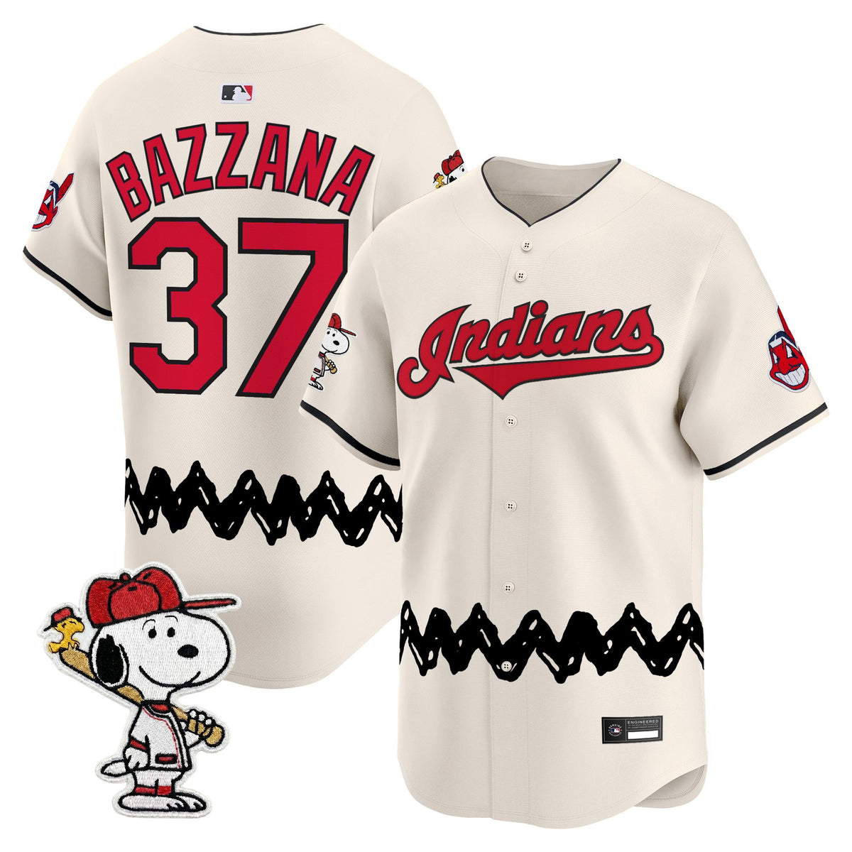Men's Cleveland Indians x Peanuts Vapor Premier Limited Jersey - Stitched