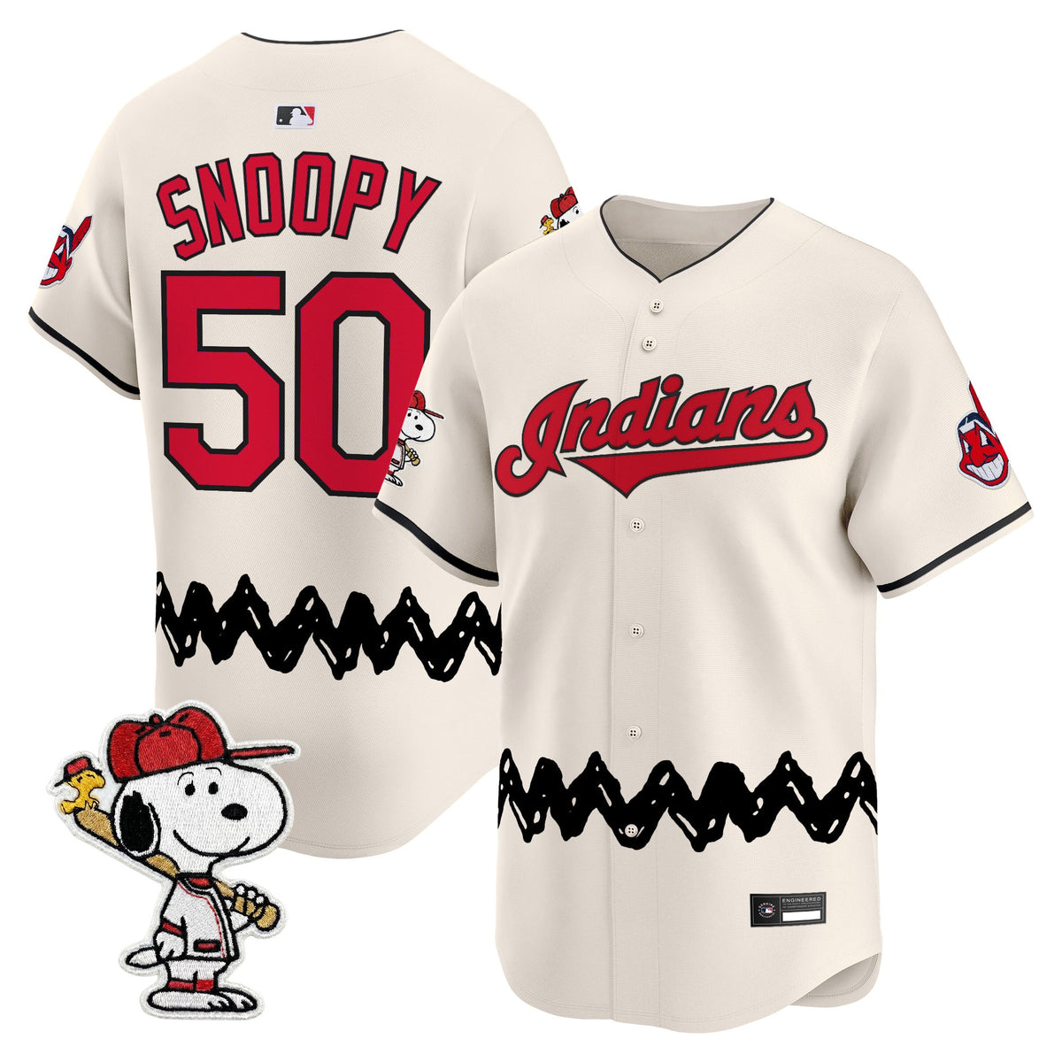 Men's Cleveland Indians x Peanuts Vapor Premier Limited Jersey - Stitched