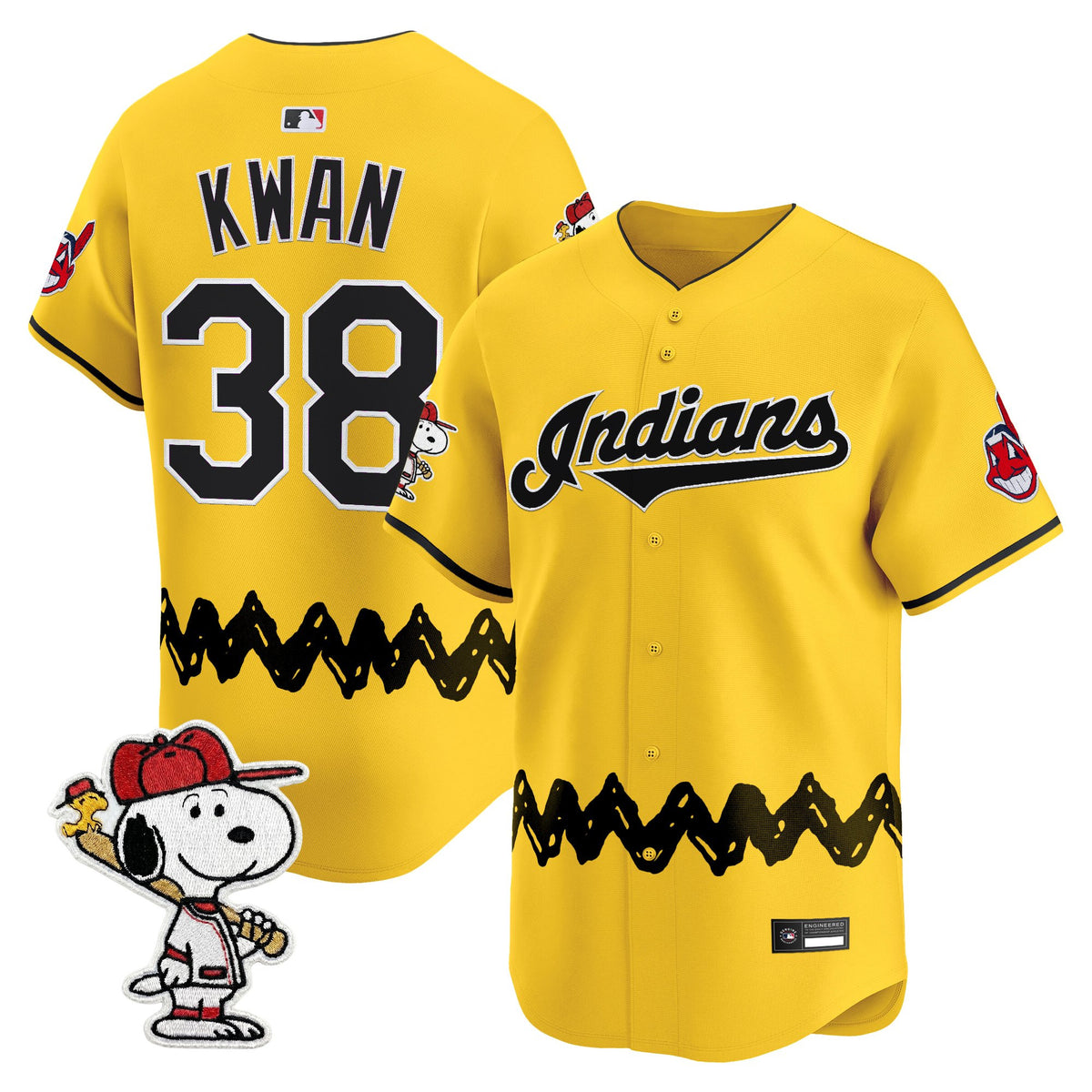 Men's Cleveland Indians x Peanuts Vapor Premier Limited Jersey - Stitched