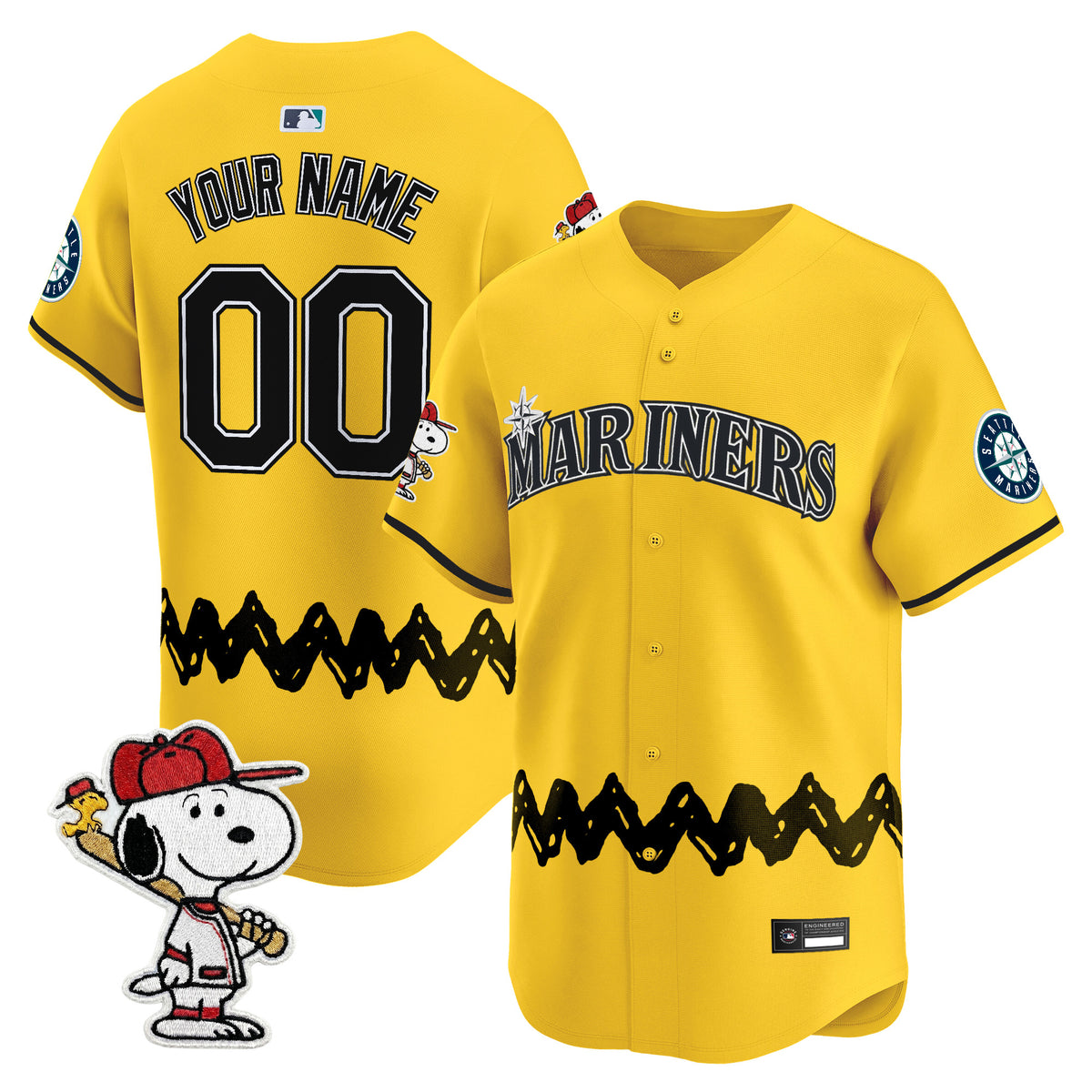 Seattle Mariners x Peanuts Vapor Premier Limited Custom Jersey - Stitched